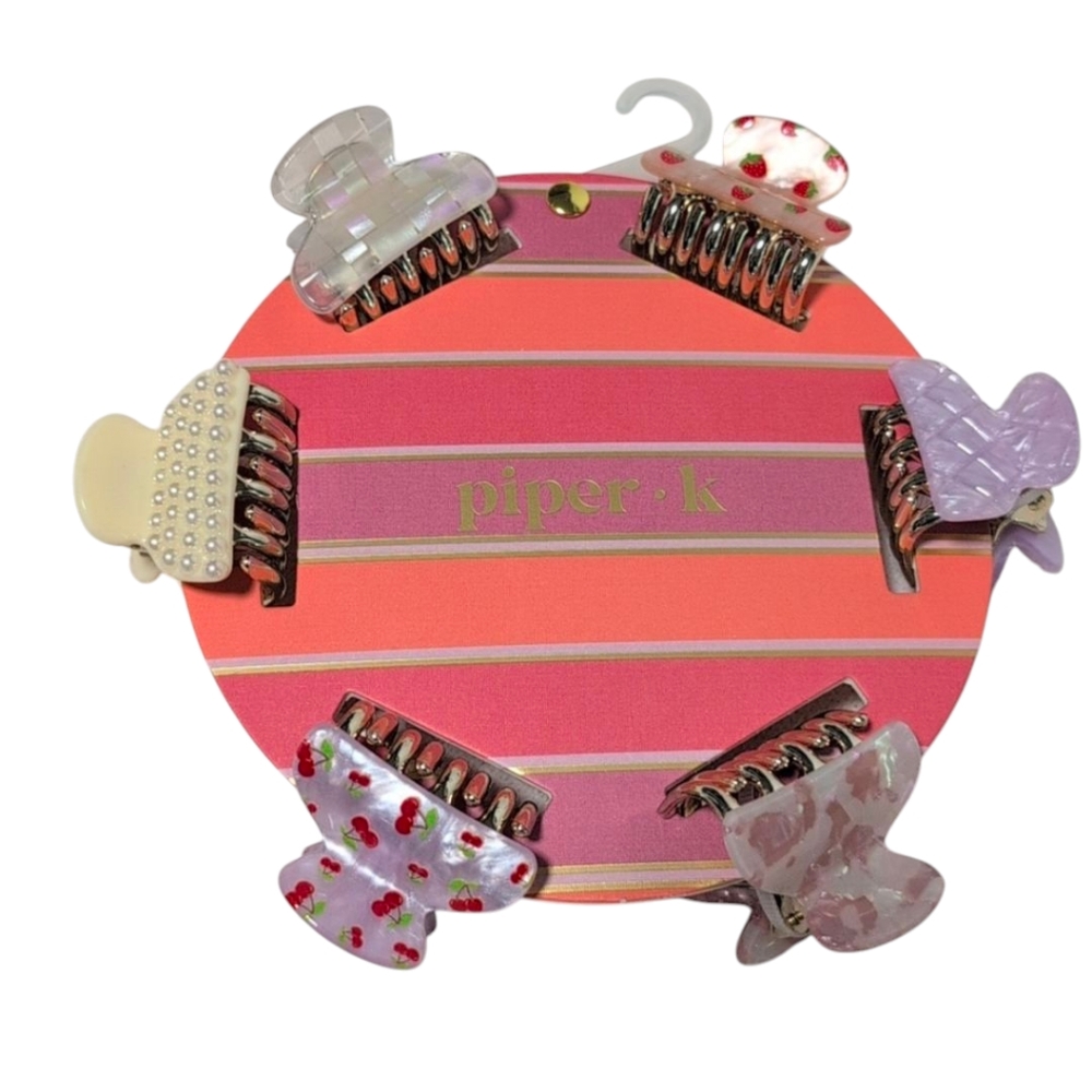 Piper K Set of 6 Claw Hair Clips Cherry, Strawberry, and More